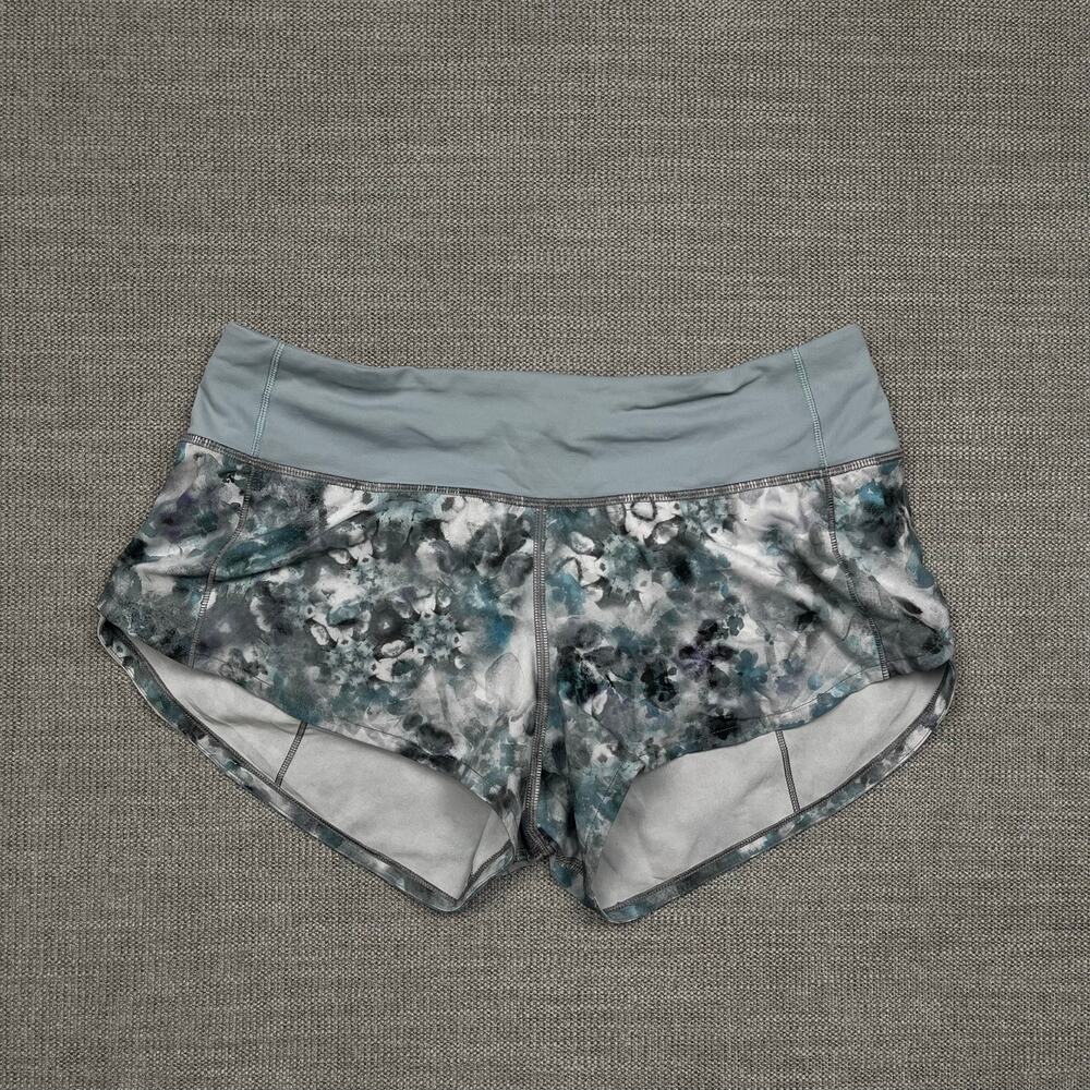 Lululemon Speed Up Low Rise Shorts Womens 4 Blue Floral Watercolor 2.5” Lined